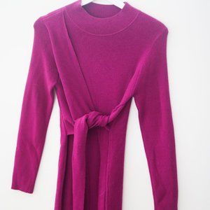 Beautiful Magenta Ripped Sweater Dress